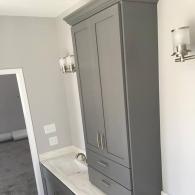 Grey painted vanity cabinets 