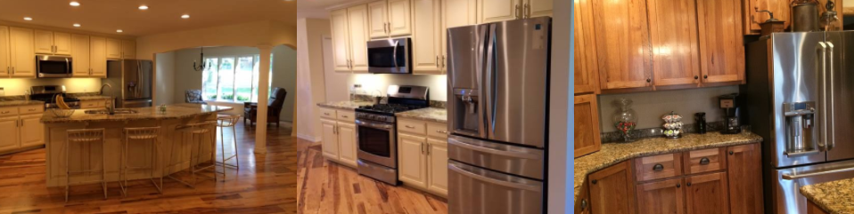 collage of kitchen cabinets 